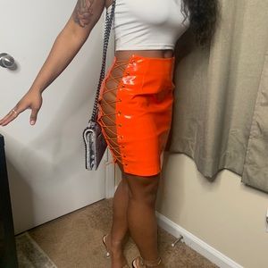 Orange mini skirt